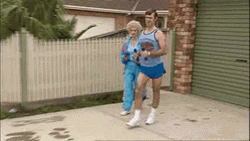 Fast Walking Kath & Kel GIF