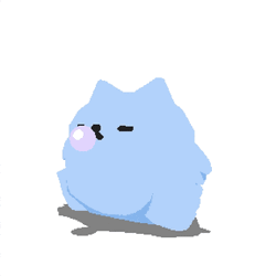 Fat Blue Cat Blowing Bubble Gum GIF