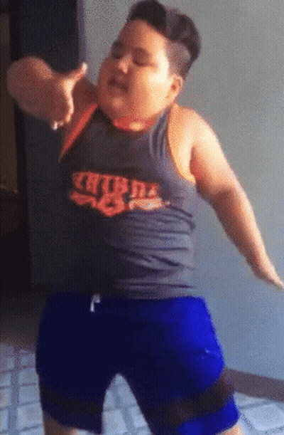 Fat Boy In Tank Top Saying Chicago GIF