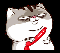 Fat Cat Holding Sausage  GIF