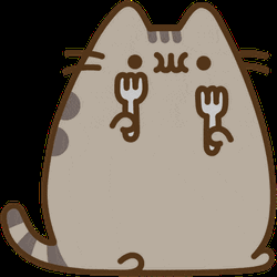 Fat Cat Holding Two Forks GIF