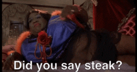 Fat Chick Asking Did You Say Steak GIF