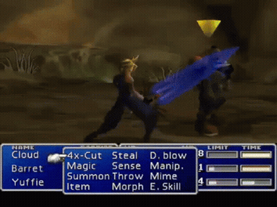Fat-Chocobo Is A Character In A Video Game With A Purple Sword GIF