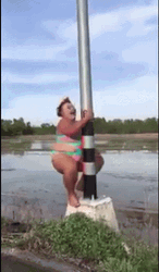 Fat Girl Pole Dancing Street Lamp GIF