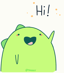 Fat Green Dinosaur Cute Wave GIF