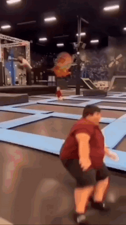 Fat Guy Trampoline Bouncing GIF