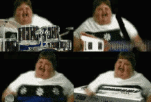 Fat Lady Singing Band Guitar Funny Dancing GIF