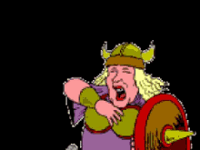 Fat Lady Singing Pixel Woman Warrior  GIF