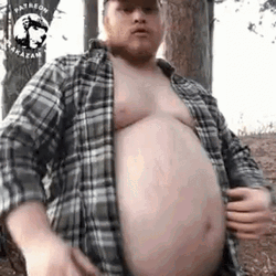 Fat Man Boobs Caress Big Stomach