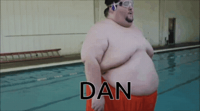 Fat Man In Goggles Beside Pool Named Dan GIF