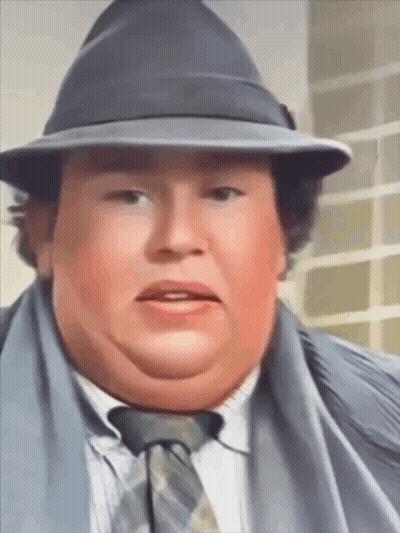 Fat Man In Hat And Tie Making Face GIF