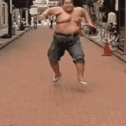 Fat Man Jumping GIF