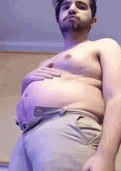 Fat Man Looking His Belly GIF