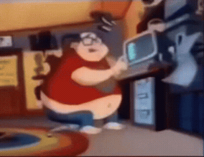 Fat Man Playing Video Game On Computer GIF