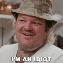 Fat Man Proudly Says I'm An Idiot Sandwich GIF