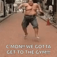 Fat Man Running Saying Come On GIF