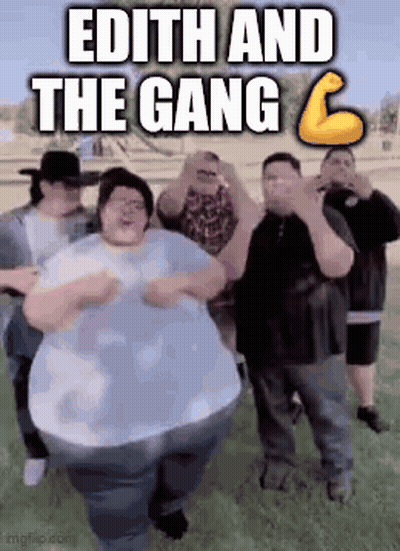Fat People Dancing in Field Edith and the Gang