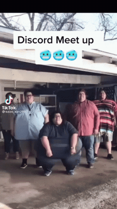 Fat People Standing At Discord Meet Up Sign GIF