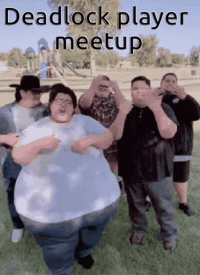 Fat People Standing In Front Of Discord Meet Up Sign GIF