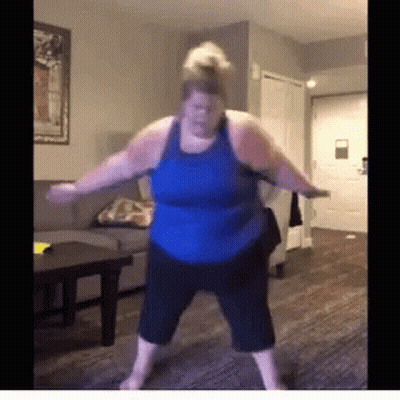 Fat Woman Dancing In Living Room GIF