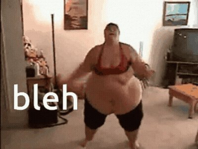 Fat Woman In Bikini Dancing With Bleb On Floor GIF