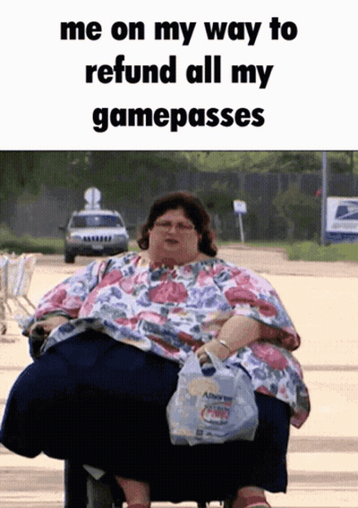 Fat Woman In Wheelchair Holding Chips GIF