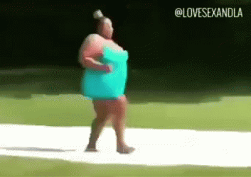 Fat Woman Slip Falling Down GIF