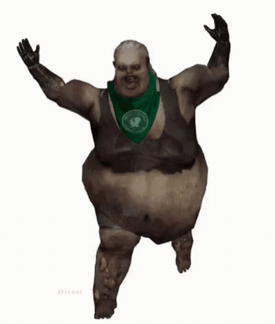Fat Zombie With Green Scarf Dancing GIF
