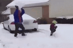 Father And Son Enjoying Happy Snow Day GIF