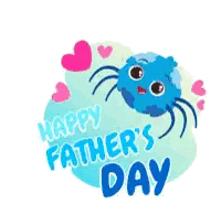 Father's Day Card With Blue Spider And Pink Hearts Sticker