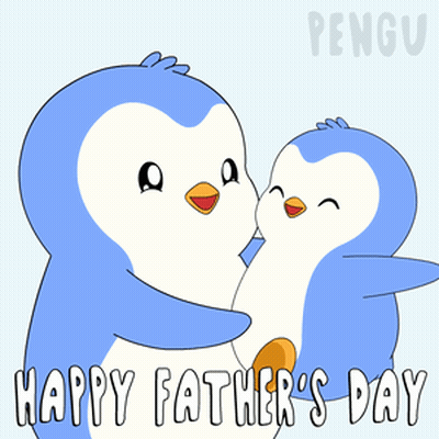 Father's Day Card With Hugging Penguins GIF