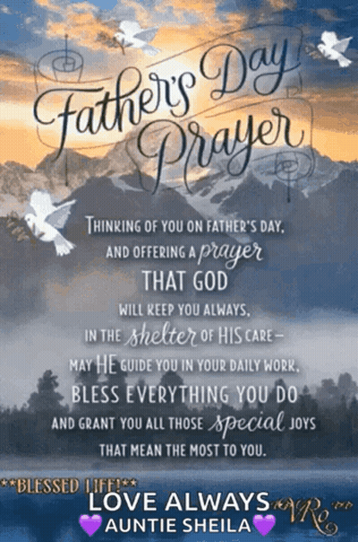 Father's Day Prayer With Mountains And Birds GIF