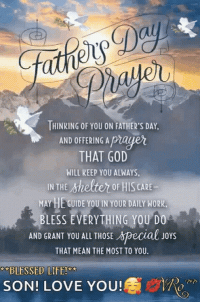 Father's Day Prayer With Mountains And Doves GIF