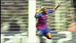 FC Barcelona Ecstatic Samuel Etoo Sprinting GIF