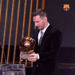 FC Barcelona Player Lionel Messi Accepting Award GIF