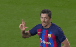 FC Barcelona Robert Lewandowski Hand Signal GIF