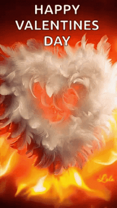 Feather Heart With Happy Valentines Day GIF