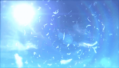 Feathers Flying In Blue Sky With Sun GIF