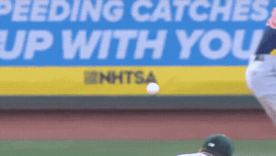 Feeding Catches Up With You Sign Behind Baseball Player GIF