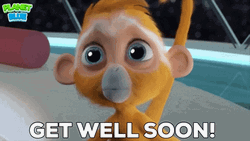 Feel Better Soon Planet Blue Monkey GIF
