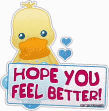 Feel Better Yellow Duck Cartoon GIF