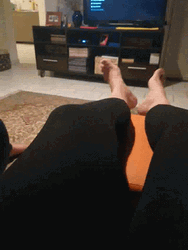 Feet Wiggling Watching TV GIF
