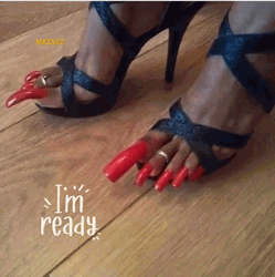 Feet With Massive Red Nails I'm Ready GIF