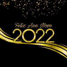 Feliz Ano Novo 2022 Gold Fireworks GIF