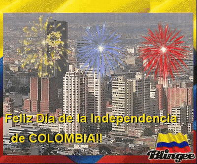 Feliz Dia De La Independencia De Colombia Fireworks Poster GIF