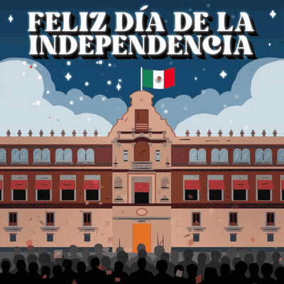 Feliz Dia De La Independencia Poster With Large Building GIF