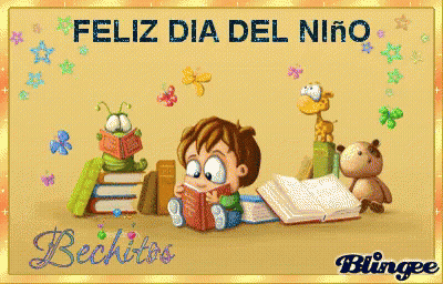 Feliz Día Del Niño Blingee Greeting Card Boy Reading Books GIF