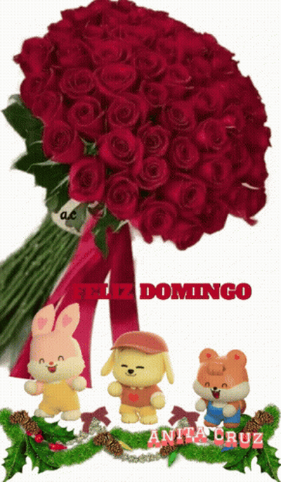 Feliz Domingo Bird Holding Flowers GIF