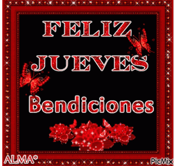 Feliz Jueves With Red Butterflies GIF