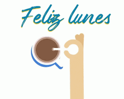 Feliz Lunes Stirring Coffee Animation GIF